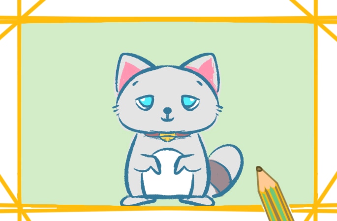 漂亮的藍(lán)貓<a href=http://www.inspiredelm.com/jianbihua/ target=_blank class=infotextkey>簡(jiǎn)筆畫</a>圖片怎么畫