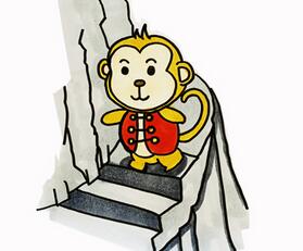 小猴子下山怎么畫？