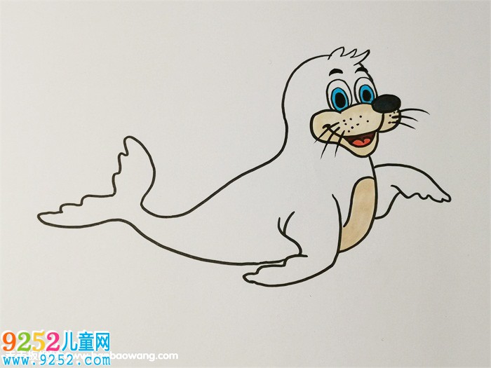 可愛海豹<a href=http://www.inspiredelm.com/jianbihua/ target=_blank class=infotextkey>簡筆畫</a>彩色