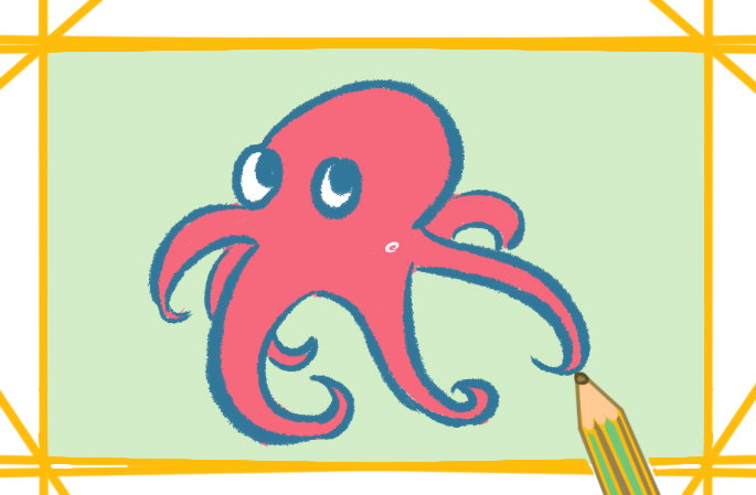 紅色的大章魚(yú)上色<a href=http://www.inspiredelm.com/jianbihua/ target=_blank class=infotextkey>簡(jiǎn)筆畫(huà)</a>要怎么畫(huà)