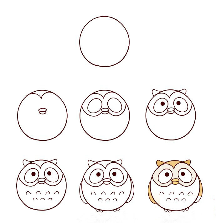 貓頭鷹怎么畫(huà)最簡(jiǎn)單，可愛(ài)貓頭鷹<a href=http://www.inspiredelm.com/jianbihua/ target=_blank class=infotextkey>簡(jiǎn)筆畫(huà)</a>圖片