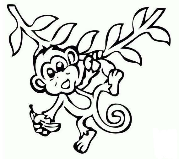 小猴子爬樹<a href=http://www.inspiredelm.com/jianbihua/ target=_blank class=infotextkey>簡(jiǎn)筆畫</a>圖片_小猴子兒童繪畫作品圖集