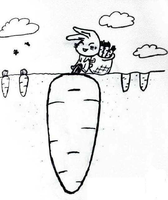 兔子拔蘿卜<a href=http://www.inspiredelm.com/jianbihua/ target=_blank class=infotextkey>簡筆畫</a>圖片_兔子兒童繪畫作品圖集