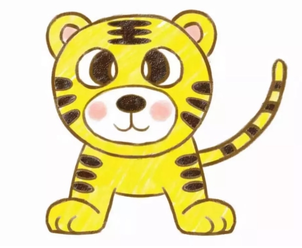 彩色的老虎<a href=http://www.inspiredelm.com/jianbihua/ target=_blank class=infotextkey>簡筆畫</a>步驟