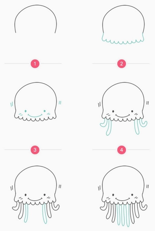 6種水母簡(jiǎn)筆 畫(huà)法