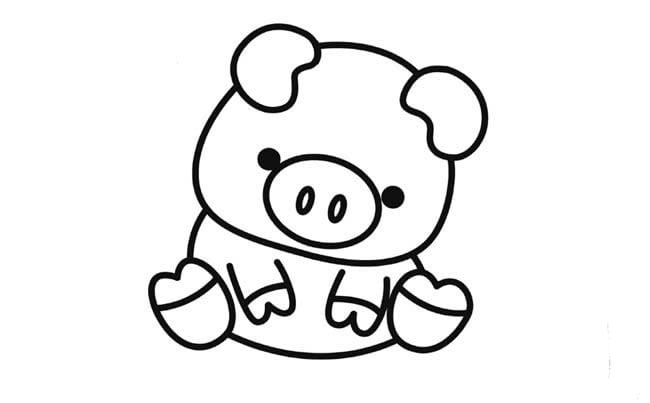 草地上的小豬<a href=http://www.inspiredelm.com/jianbihua/ target=_blank class=infotextkey>簡筆畫</a>圖片_小豬兒童繪畫作品圖集