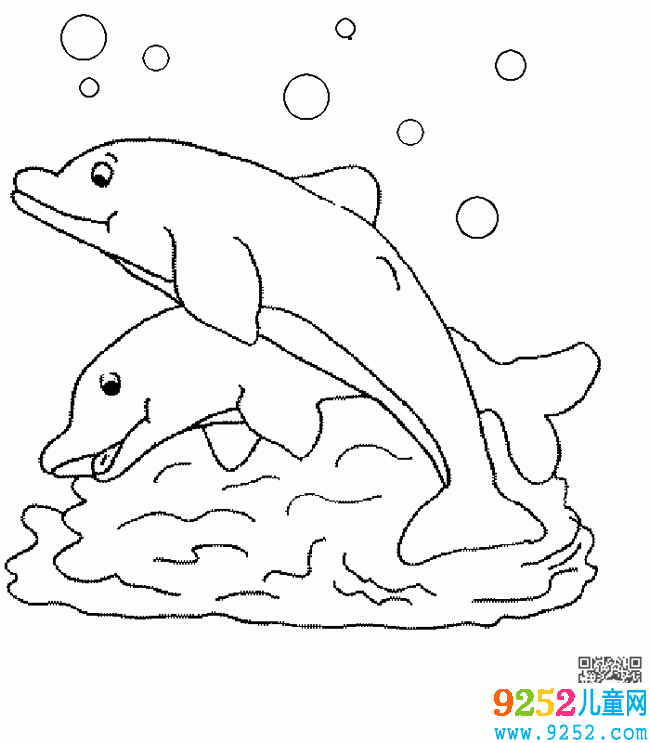 嬉鬧的海豚簡筆