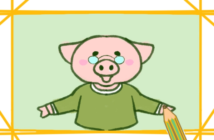 近視的卡通小豬<a href=http://www.inspiredelm.com/jianbihua/ target=_blank class=infotextkey>簡(jiǎn)筆畫</a>圖片怎么畫