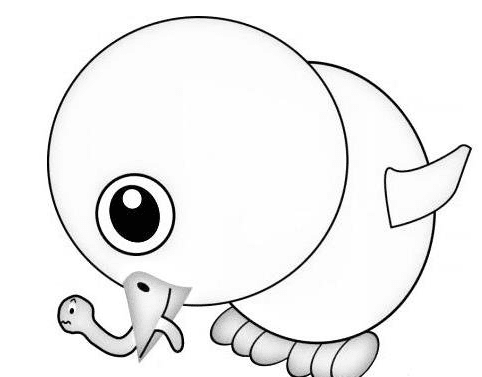 小雞吃蟲子簡筆