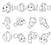 動物頭像簡筆畫大全，小丑魚