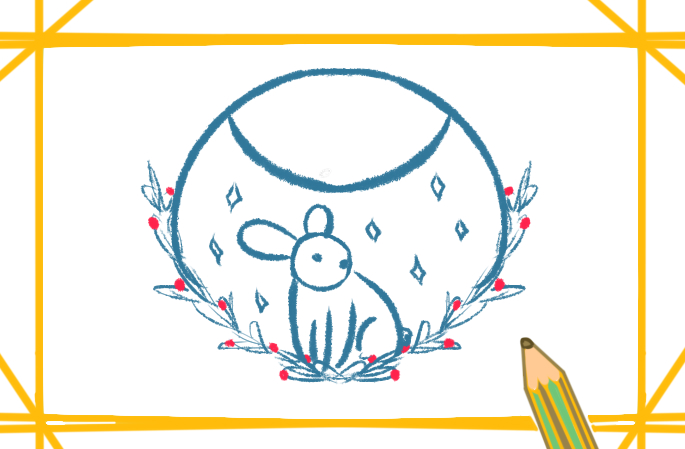 中秋節(jié)的白兔上色<a href=http://www.inspiredelm.com/jianbihua/ target=_blank class=infotextkey>簡筆畫</a>要怎么畫