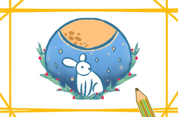 中秋節(jié)的白兔上色<a href=http://www.inspiredelm.com/jianbihua/ target=_blank class=infotextkey>簡筆畫</a>要怎么畫