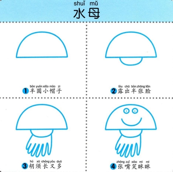 6種水母簡(jiǎn)筆 畫(huà)法
