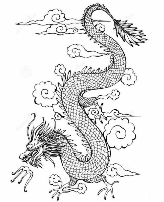 霸氣的龍動物簡筆畫