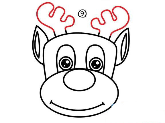 9步教大家畫麋鹿的頭像 圣誕節(jié)麋鹿<a href=http://www.inspiredelm.com/jianbihua/ target=_blank class=infotextkey>簡筆畫</a>教程