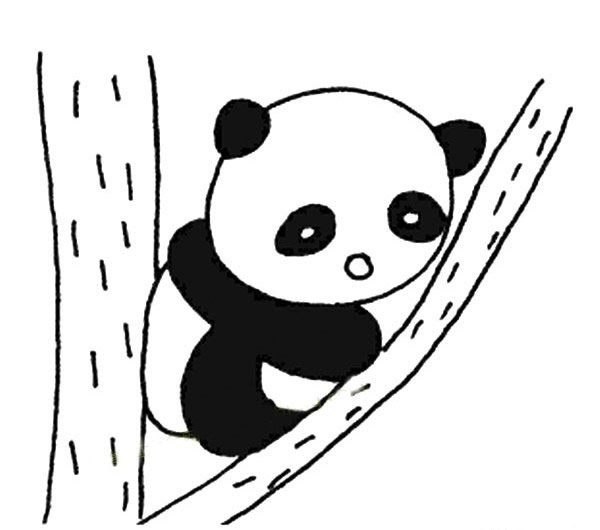 大熊貓爬樹<a href=http://www.inspiredelm.com/ertonghua/ target=_blank class=infotextkey>兒童畫</a>圖片_大熊貓爬樹兒童繪畫圖集