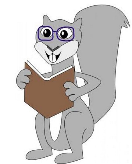 看書的小松鼠-可愛的卡通動物簡筆畫