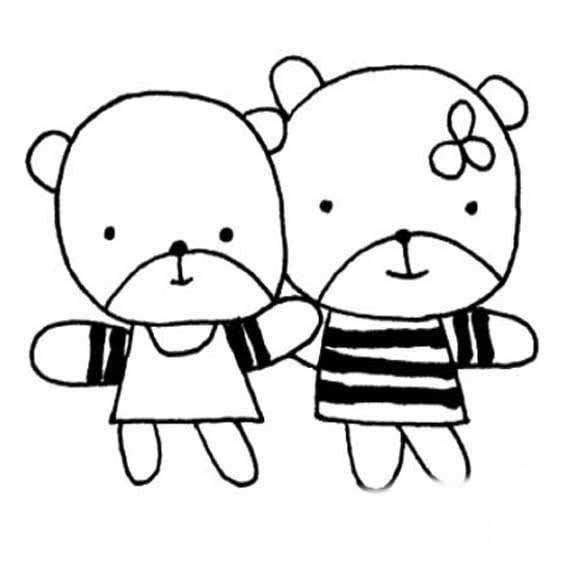 兩只小熊<a href=http://www.inspiredelm.com/jianbihua/ target=_blank class=infotextkey>簡筆畫</a>圖片_兩只小熊兒童繪畫圖集