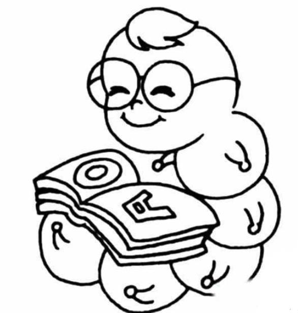 看書(shū)的毛毛蟲(chóng)簡(jiǎn)筆畫(huà)圖片_看書(shū)的毛毛蟲(chóng)兒童繪畫(huà)圖集