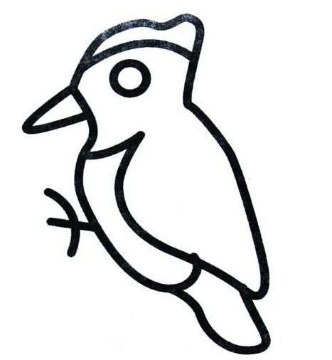 樹上的啄木鳥兒童<a href=http://www.inspiredelm.com/jianbihua/ target=_blank class=infotextkey>簡筆畫</a>圖片_啄木鳥兒童繪畫作品圖集