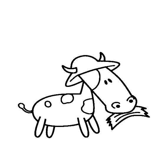 牛吃草<a href=http://www.inspiredelm.com/jianbihua/ target=_blank class=infotextkey>簡(jiǎn)筆畫(huà)</a>圖片_牛吃草兒童繪畫(huà)圖集