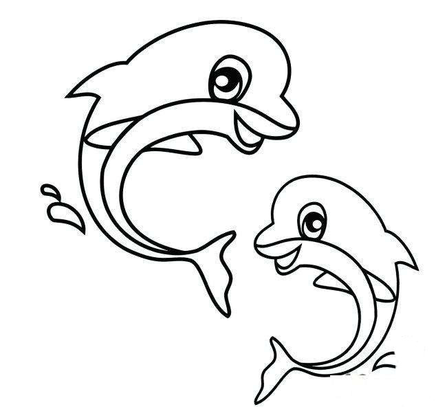 水面的海豚<a href=http://www.inspiredelm.com/ertonghua/ target=_blank class=infotextkey>兒童畫</a>圖片_水面的海豚兒童繪畫圖集