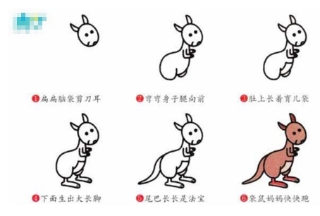 袋鼠兒童畫圖片_可愛的袋鼠兒童繪畫圖集