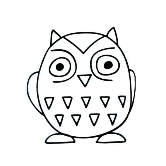 超萌的貓頭鷹<a href=http://www.inspiredelm.com/jianbihua/ target=_blank class=infotextkey>簡筆畫</a>圖片_超萌的貓頭鷹兒童繪畫圖集
