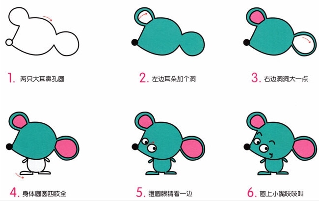 小老鼠兒童畫圖片_可愛的小老鼠兒童繪畫圖集