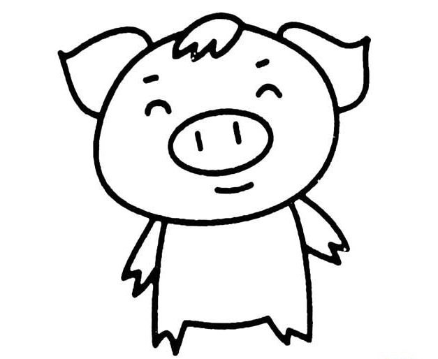 神氣的小豬-卡通動物簡筆畫圖片大全