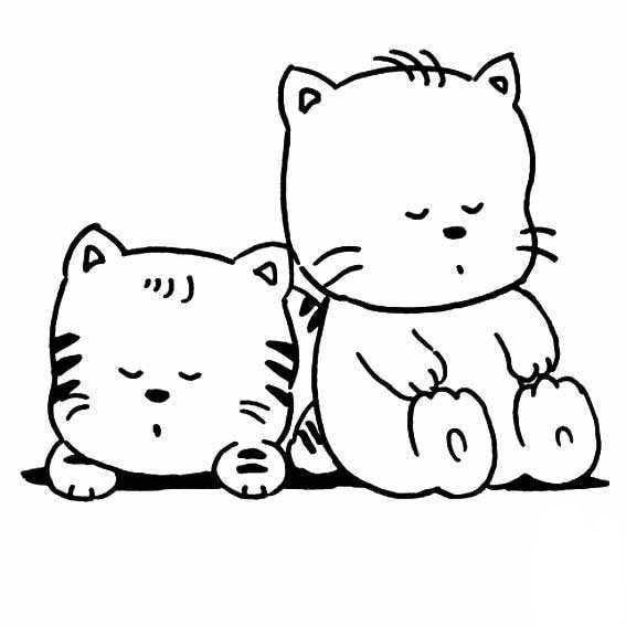 睡覺的小貓咪<a href=http://www.inspiredelm.com/jianbihua/ target=_blank class=infotextkey>簡筆畫</a>圖片_睡覺的小貓咪兒童繪畫圖集