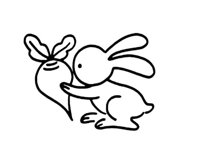 小白兔拔蘿卜兒童<a href=http://www.inspiredelm.com/jianbihua/ target=_blank class=infotextkey>簡(jiǎn)筆畫</a>圖片_白兔兒童繪畫作品圖集
