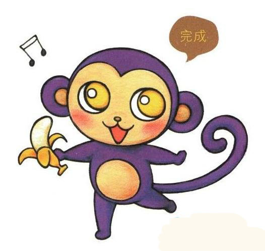 彩色猴子的卡通簡筆畫圖片