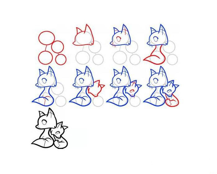 狐貍怎么畫_狐貍媽媽和小狐貍的<a href=http://www.inspiredelm.com/ertonghua/ target=_blank class=infotextkey>兒童畫</a>作品