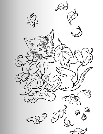 小貓咪愛秋天怎么畫_小貓的兒童畫作品
