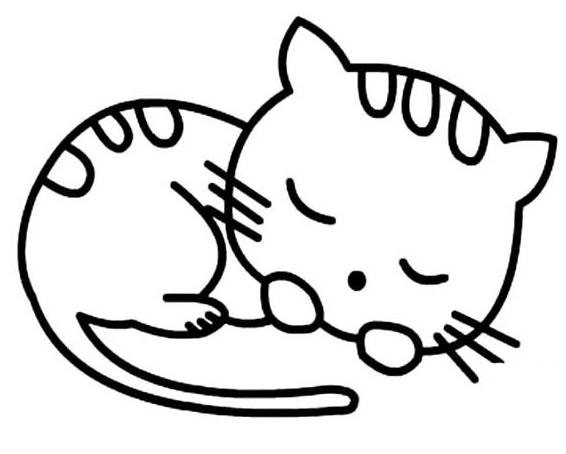 睡覺的貓咪兒童<a href=http://www.inspiredelm.com/jianbihua/ target=_blank class=infotextkey>簡筆畫</a>圖片_貓咪兒童繪畫作品圖集