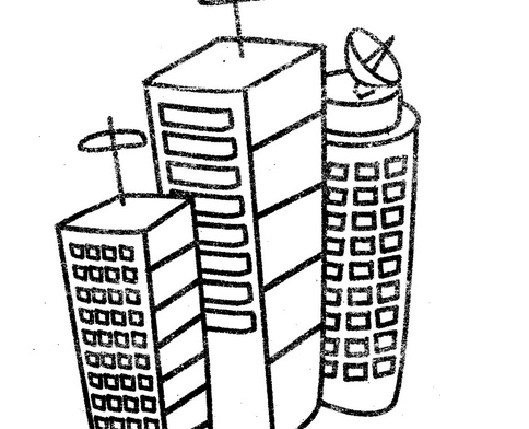 城市高樓大廈簡筆