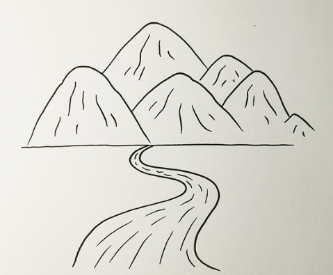 高山流水簡筆步驟