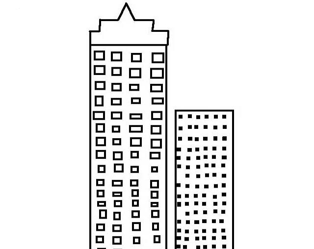 城市高樓大廈簡筆