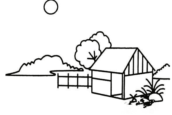 鄉(xiāng)村田園風景簡筆畫