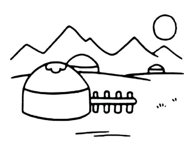 草原蒙古包簡(jiǎn)筆