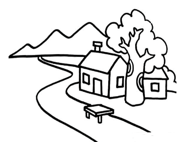 鄉(xiāng)村的美景簡筆