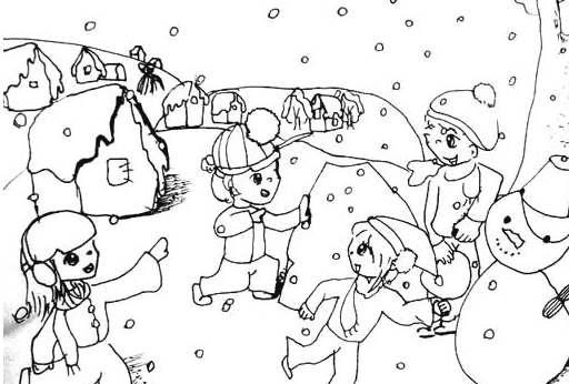 漫天飛舞的雪花風(fēng)景簡筆