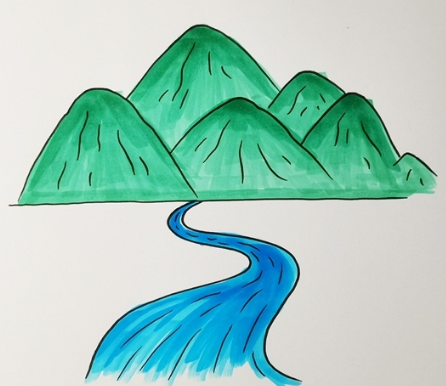 高山流水簡筆步驟