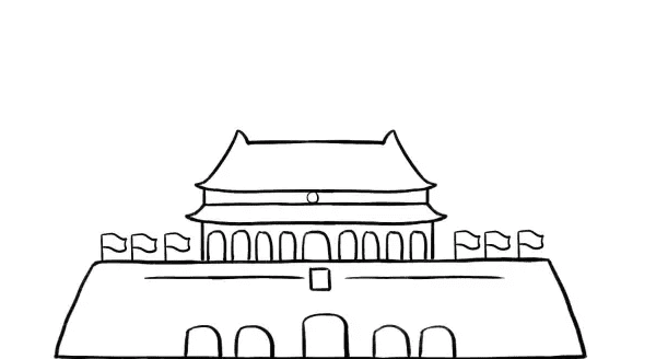 美麗的天安門簡筆步驟