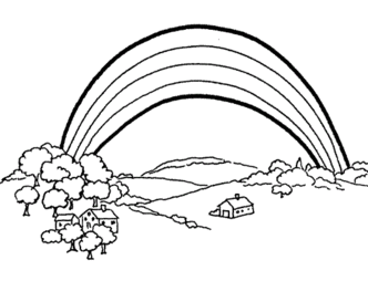雨后彩虹風景簡筆