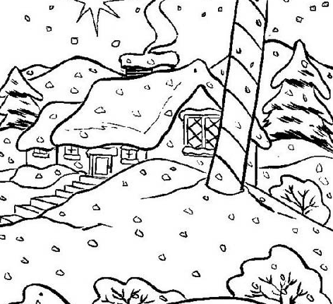 漫天飛舞的雪花風(fēng)景簡筆