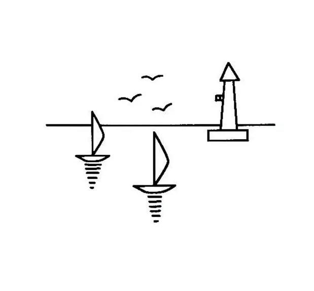 帆船簡筆畫，風(fēng)景簡筆畫