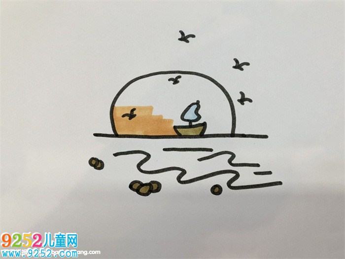 夕陽<a href=http://www.inspiredelm.com/jianbihua/ target=_blank class=infotextkey>簡筆畫</a>教程