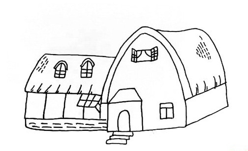 茅草屋簡(jiǎn)筆畫(huà)_兒童風(fēng)景簡(jiǎn)筆畫(huà)作品欣賞